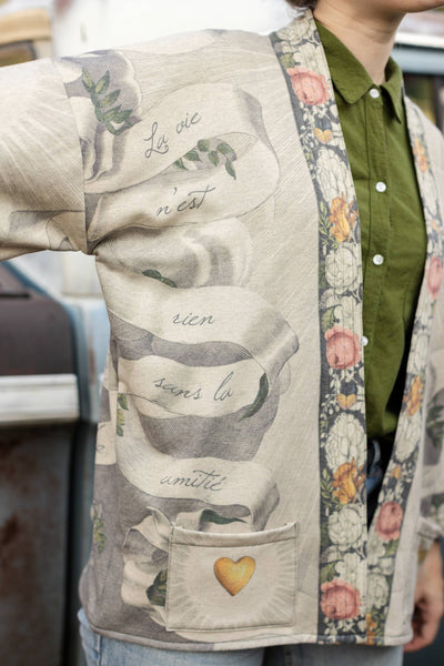 TAKE MY HAND FLEECE COTTAGE KIMONO