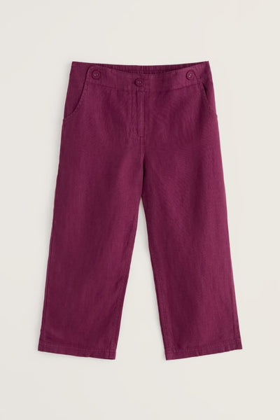 CROPPED LINEN PANTS - PEONY