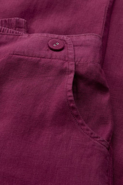 CROPPED LINEN PANTS - PEONY