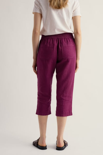 CROPPED LINEN PANTS - PEONY
