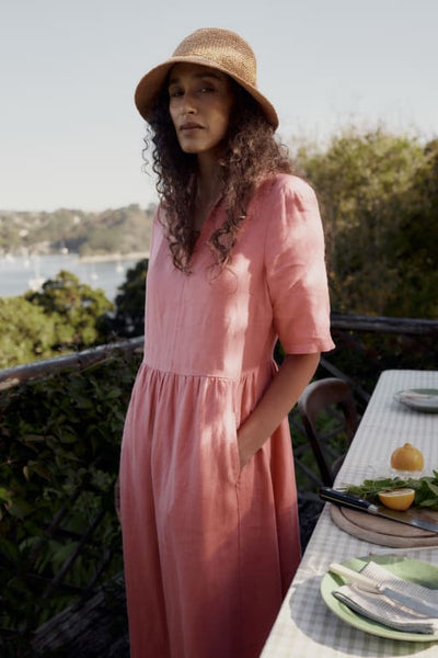 FEN LINEN DRESS - WILD ROSE