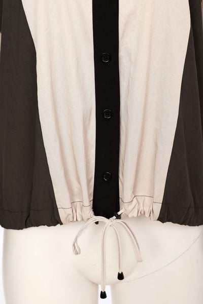 COLOUR BLOCK DRAWSTRING SHIRT JACKET