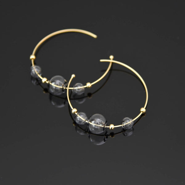 ECLIPSE HOOP EARRINGS - GREY/AMBER