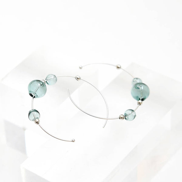 ECLIPSE HOOP EARRINGS - AQUA/AMBER