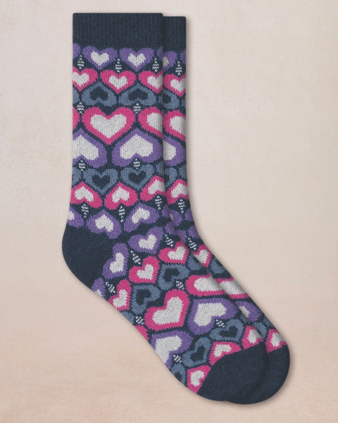 COZY SOCKS GIFT BOX - HEARTS/NAVY