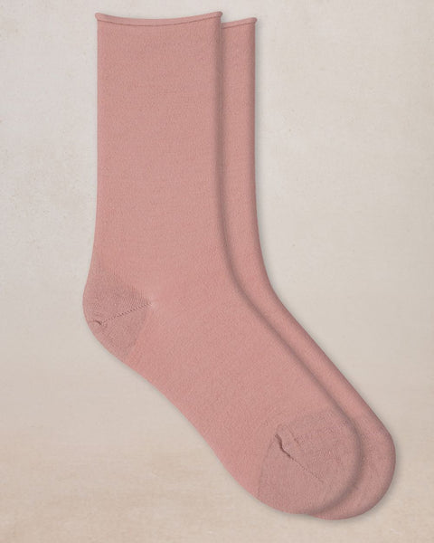 COTTON LINED WOOL SOCKS - VINTAGE PINK