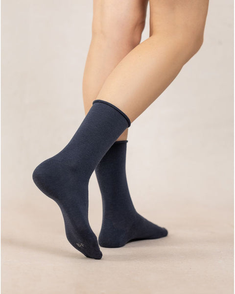 COTTON LINED WOOL SOCKS - NAVY
