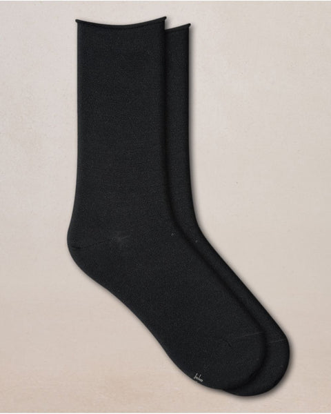 COTTON LINED WOOL SOCKS - BLACK