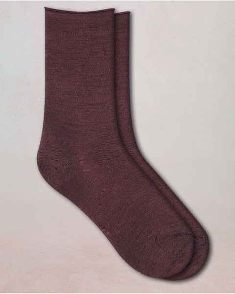 COTTON LINED WOOL SOCKS - CHOCOLATE