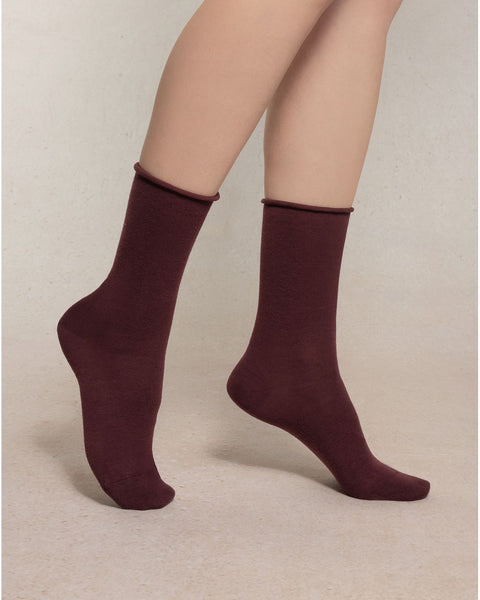 COTTON LINED WOOL SOCKS - CHIANTI