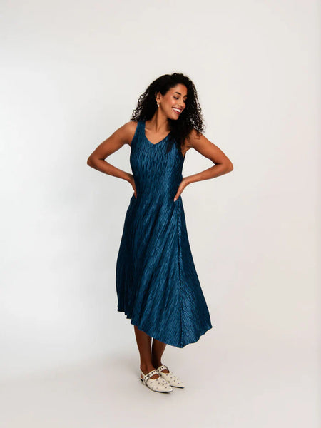 ESTRELLA DRESS - SATIN STEEL OPAL