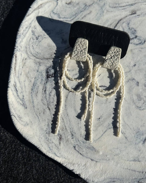 BLISS BEADED DANGLE EARRINGS - IVORY