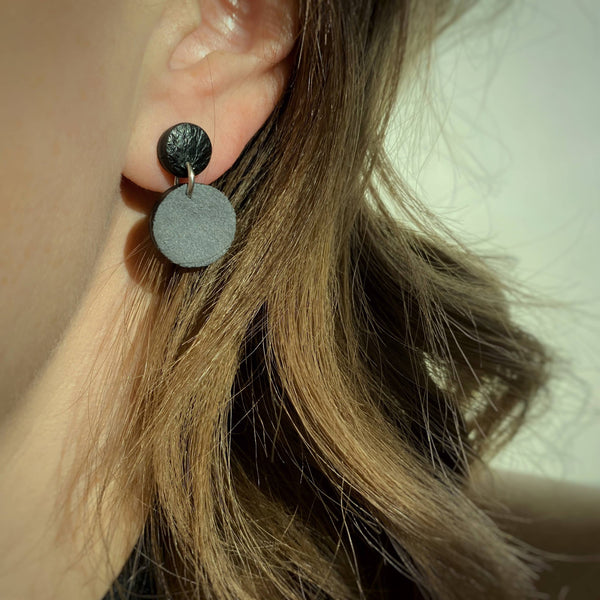 Leather Earrings: Black/White