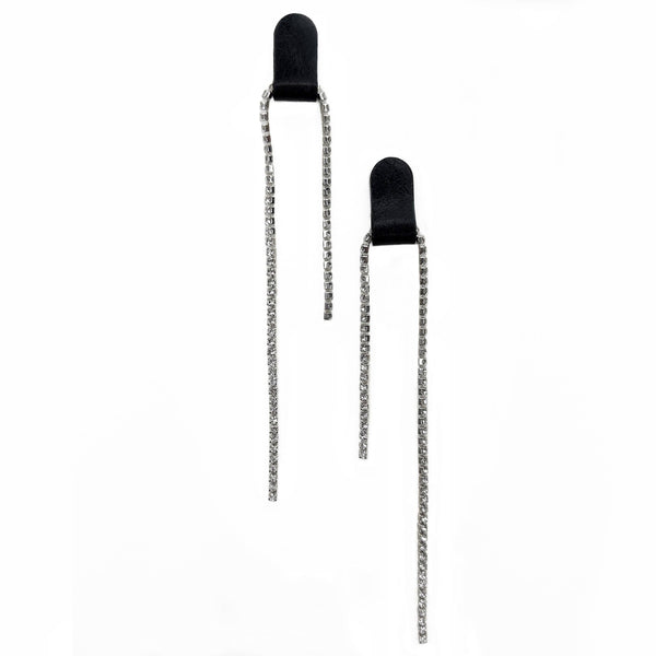 Rhinestone Dangle Leather Earrings