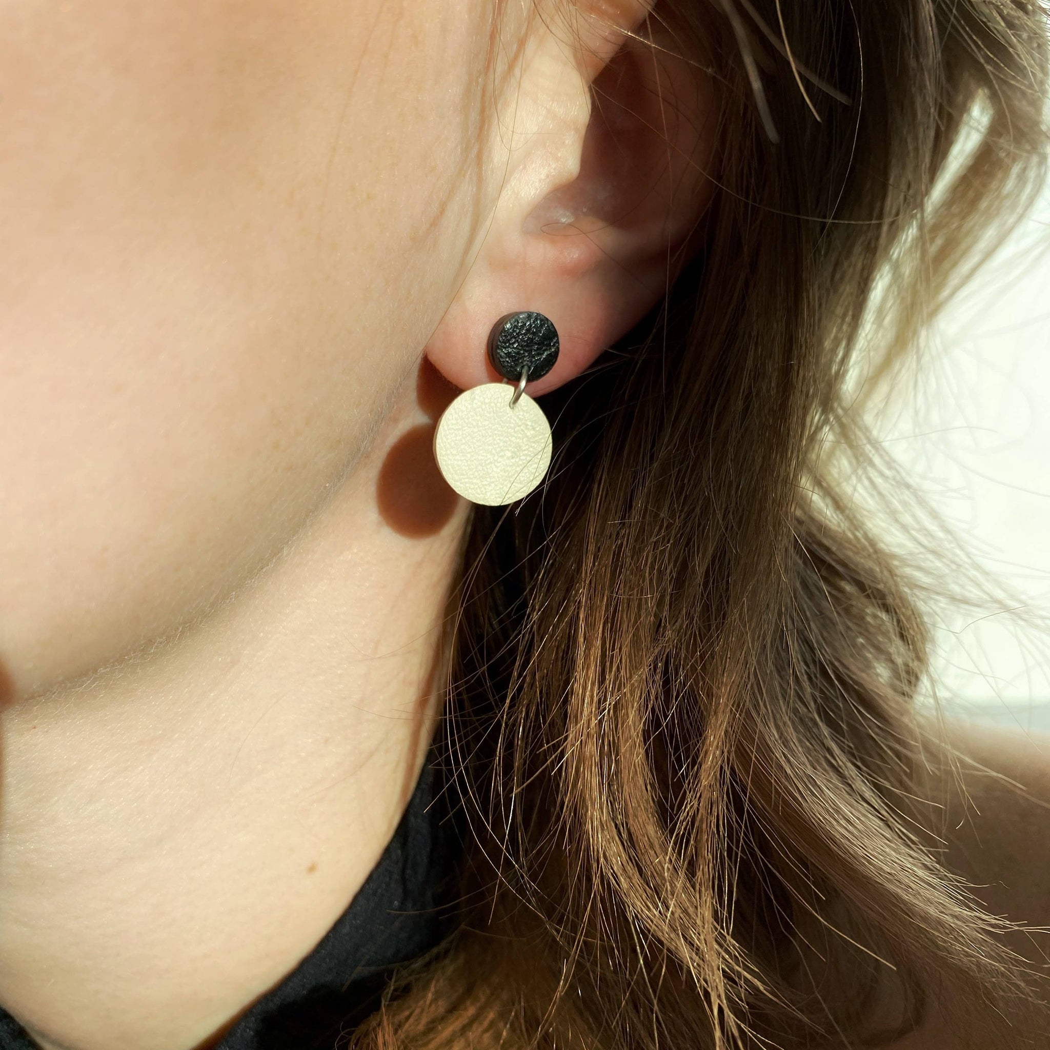 Leather Earrings: Black/White