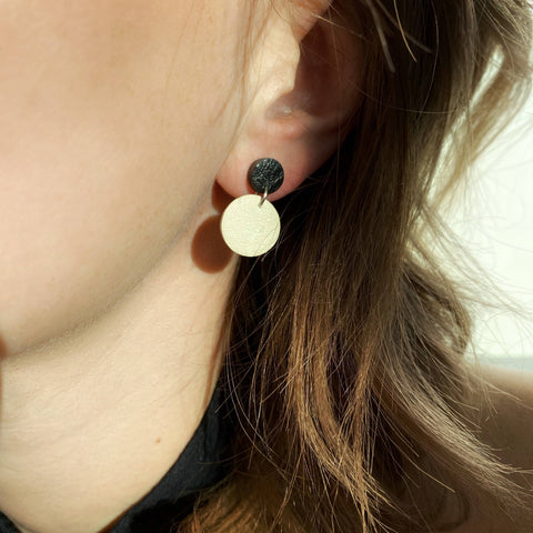 Leather Earrings: Black/White