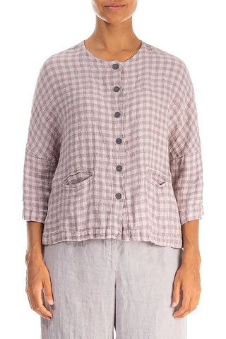 PINK CHECK LINEN JACKET