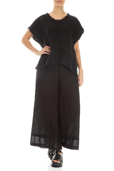 TEXTURED WIDE SILK PANTS
