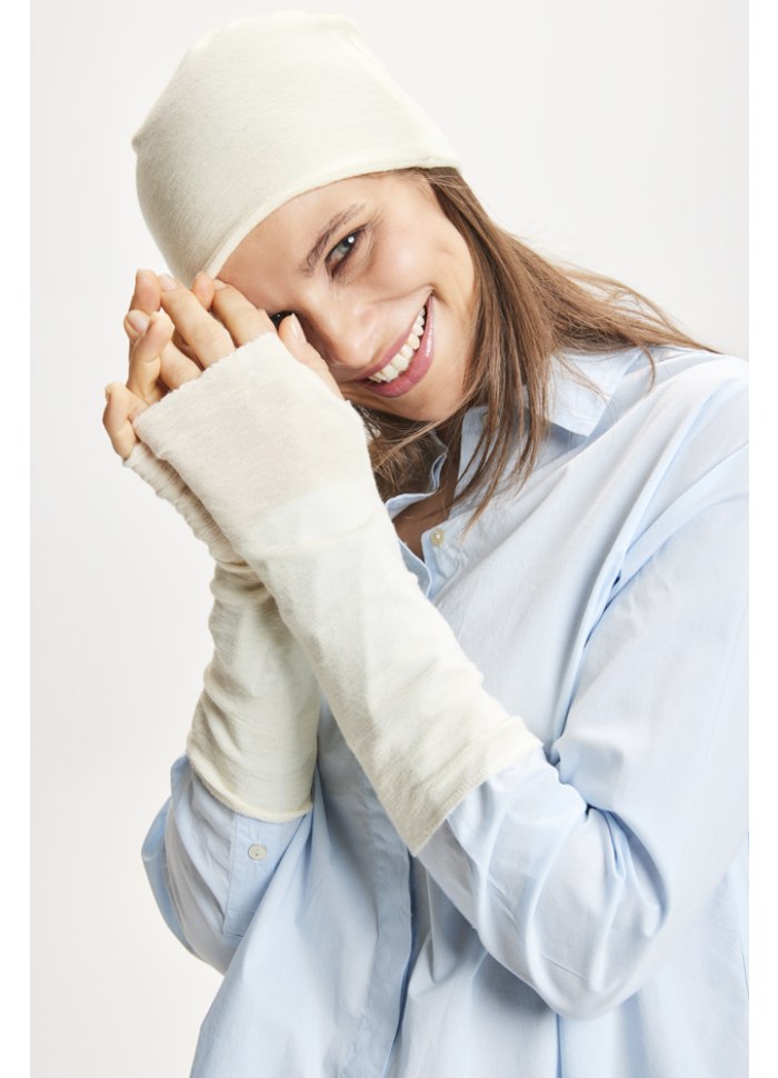 MERINO WOOL WRIST WARMERS - MIST BLUE