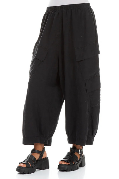 BLACK SILK/LINEN PANTS