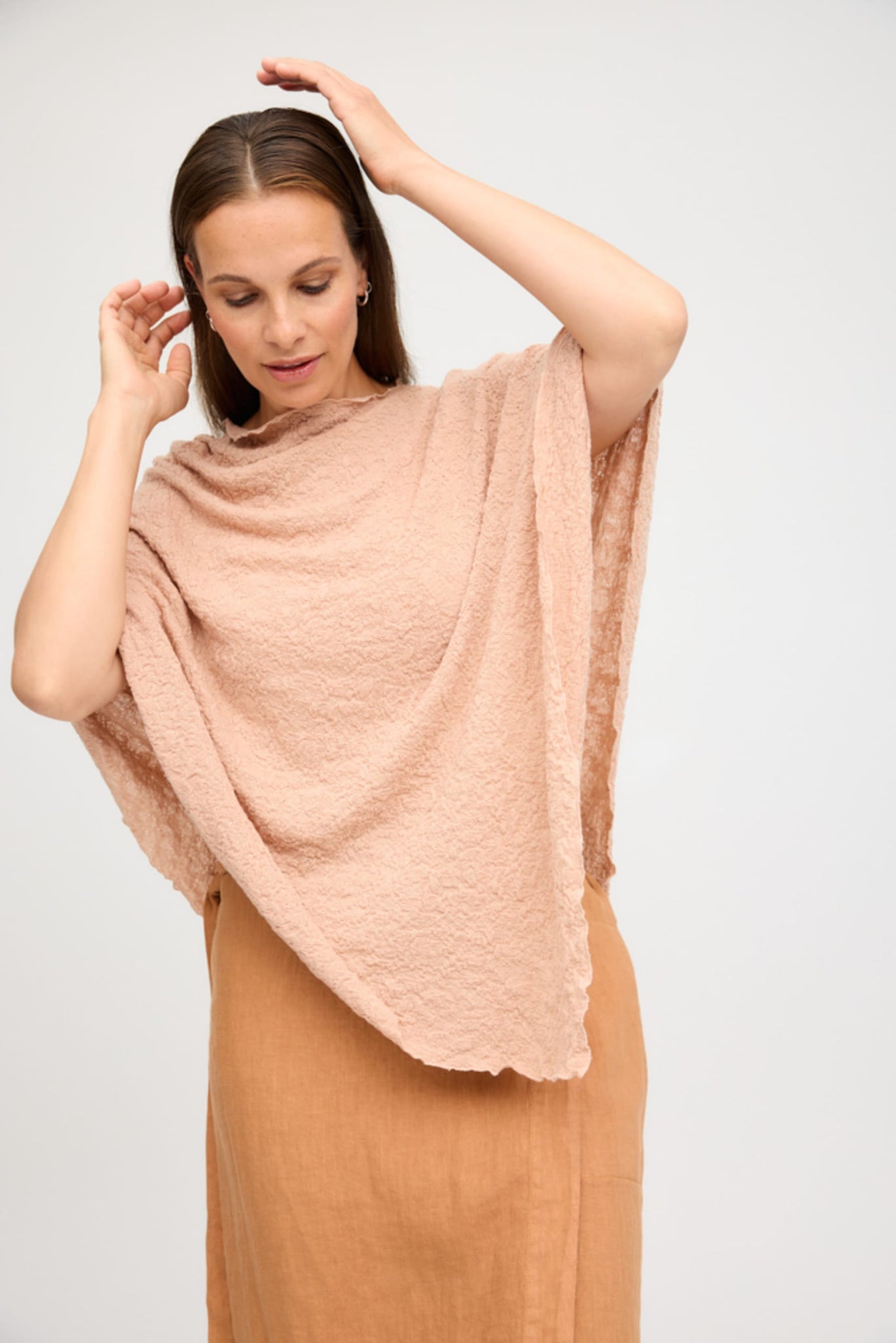 MERINO WOOL PONCHO 390 - NUDE - ONE LEFT!