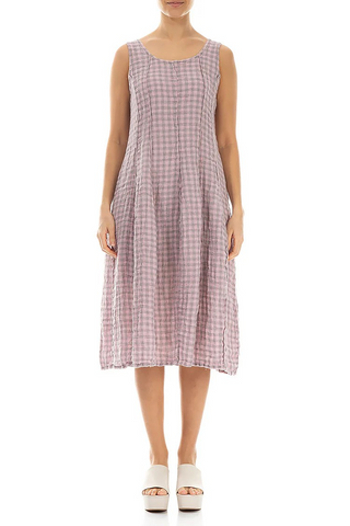 PINK CHECK LINEN DRESS