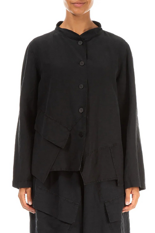 SLANTED POCKET SILK LINEN JACKET