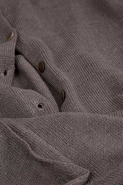 RIBBED HEM LINEN CARDIGAN