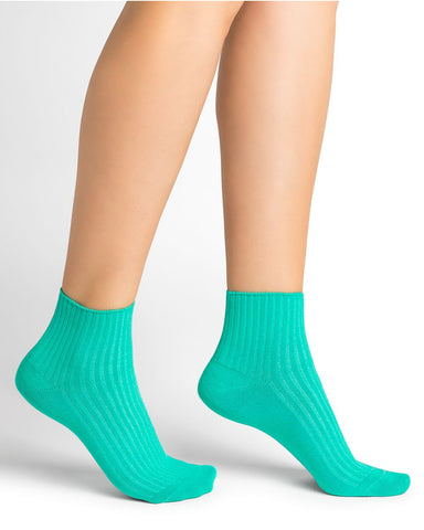 RIBBED COTTON ANKLE SOCKS - MINT