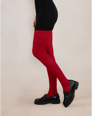 VELVET COTTON TIGHTS - RED