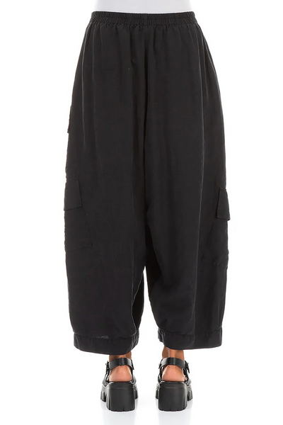 BLACK SILK/LINEN PANTS