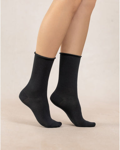 VELVET COTTON SOCKS - BLACK