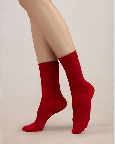 VELVET COTTON SOCKS - RED