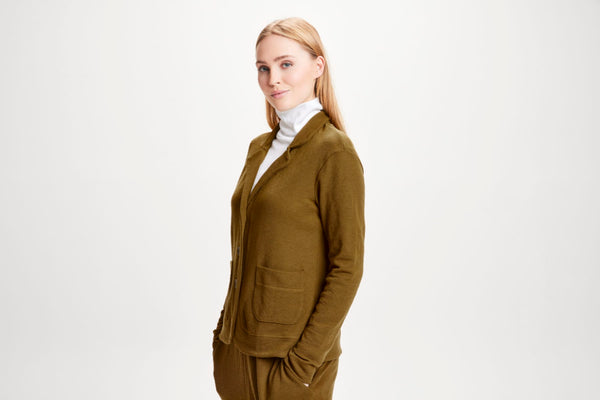 MERINO WOOL BLAZER 8014 - LEEK GREEN - ONE LEFT in size S!