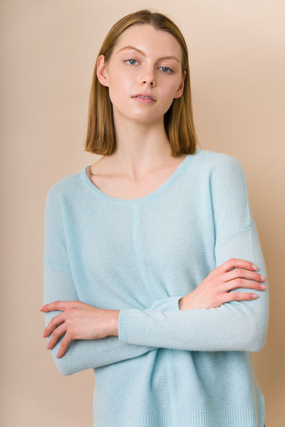 EASY FIT CASHMERE SWEATER - AQUA-LAST ONE, L