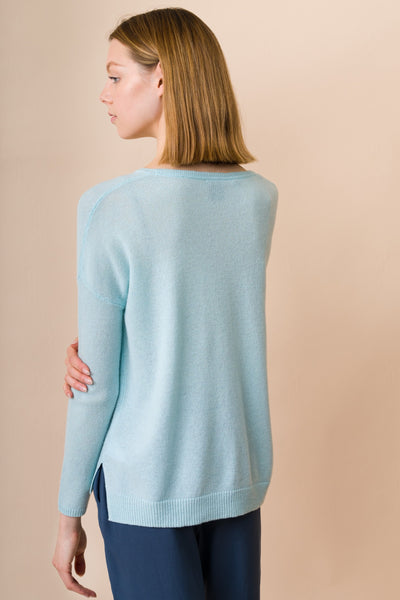 EASY FIT CASHMERE SWEATER - AQUA-LAST ONE, L