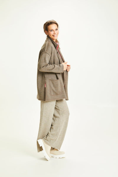 MERINO WOOL WIDE PANTS 3010 - EARTH MELANGE