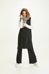 MERINO WOOL WIDE PANTS 3010 - BLACK