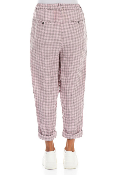 PINK CHECK LINEN PANTS