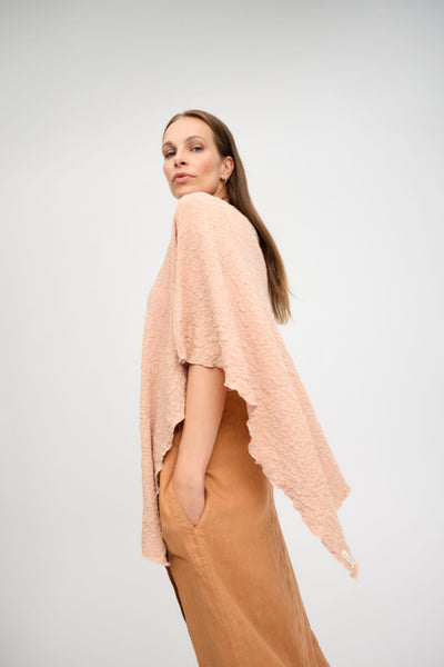 MERINO WOOL PONCHO 390 - NUDE - ONE LEFT!